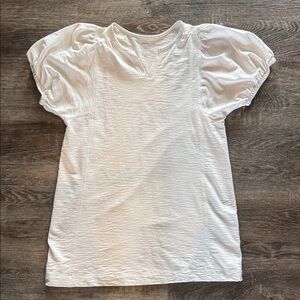 Sonoma White Puff Sleeve V-Notch dress